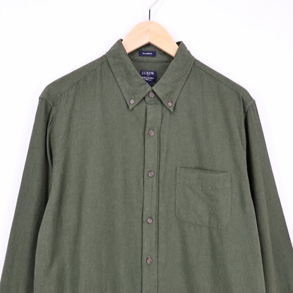 J.Crew Factory Men's Classic Brushed Twill Button Down Shirt Olive Green L NWT - Picture 2 of 8